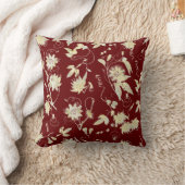 上品なエレガント金ゴールドパッションフラワーダークレッド クッション (ブランケット)