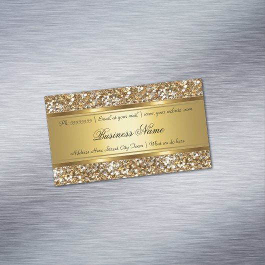 上品なエレガント金ゴールドフェイクグリッタールックビジネス マグネット名刺 (インサイチュ)