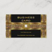 上品なエレガント金ゴールドブラックヒョウと宝石 名刺 (正面)