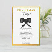 上品なエレガント金ゴールドブラックボウクリスマスパーティー 招待状 (スタンド正面)