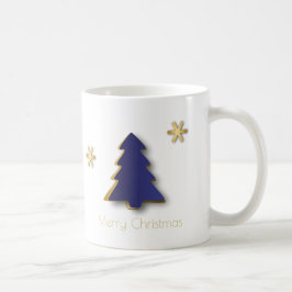 上品なエレガント金ゴールドブルークリスマスツリー コーヒーマグカップ