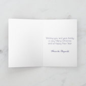 上品なエレガント金ゴールドブルークリスマスツリー シーズンカード (内部)