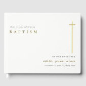 上品なエレガント金ゴールドミニマルタイポグラフィバプテスマ ゲストブック (正面)