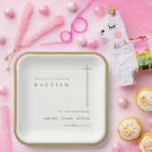 上品なエレガント金ゴールドミニマルタイポグラフィバプテスマ ペーパープレート (パーティー)