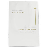 上品なエレガント金ゴールドミニマルタイポグラフィバプテスマ ミディアムペーパーバッグ (正面)