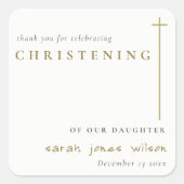 上品なエレガント金ゴールドミニマルタイポグラフィ《キリスト教》洗礼式や命名式 スクエアシール (正面)