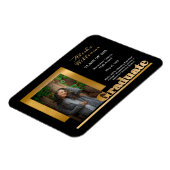 上品なエレガント金ゴールド文字大学院1フォトブラック マグネット (左側)