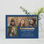 上品なエレガント金ゴールド文字大学院4写真アナウンチ 案内状 (スタンド正面)