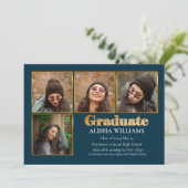 上品なエレガント金ゴールド文字大学院4写真 案内状 (スタンド正面)