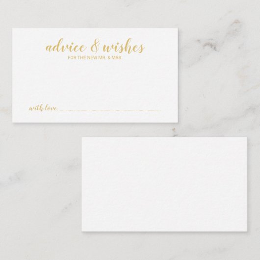 上品なエレガント金ゴールド結婚の アドバイスカード (正面/裏面)