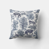 上品なエレガント青素朴い森の動物トイル クッション (裏面)