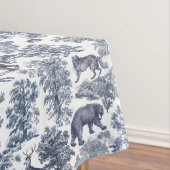上品なエレガント青素朴い森の動物トイル テーブルクロス (インサイチュ)