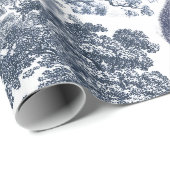 上品なエレガント青素朴い森の動物トイル ラッピングペーパー (ロールコーナー)