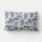 上品なエレガント青素朴い森の動物トイル ランバークッション (裏面)