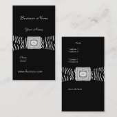 上品なエレガント黒ゼブラ動物ダイヤモンド 名刺 (正面/裏面)