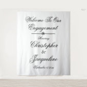 上品なエンゲージメントパーティー カスタムネーム おしゃれなバックドロップ タペストリー (正面)