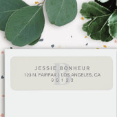 上品なオフホワイトライトグレー差出人住所 ラベル