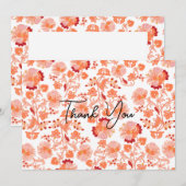 上品なオレンジフローラプリント壁紙ありがとう サンキューカード (正面/裏面)