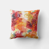上品なオレンジレッドフローラ抽象芸術水彩 クッション (裏面)