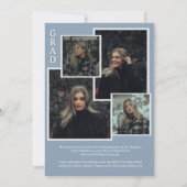 上品なオーバーレイフォトダスティブルーコラージュ卒業 案内状 (裏面)