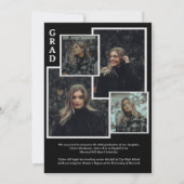 上品なオーバーレイ写真黒コラージュ卒業 案内状 (裏面)