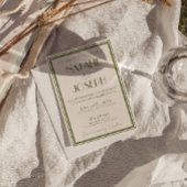 上品なオールドマネーオリーブグリーン豪華フォトウェディング 招待状