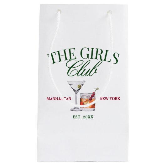 上品なカクテルグリーン&レッドガールズクラブ スモールペーパーバッグ (正面)