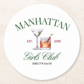 上品なカクテルグリーン&レッドガールズクラブ ラウンドペーパーコースター (正面)