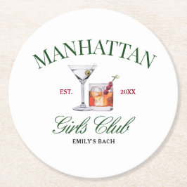 上品なカクテルグリーン&レッドガールズクラブ ラウンドペーパーコースター