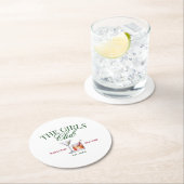 上品なカクテルグリーン&レッドガールズクラブ ラウンドペーパーコースター (インサイチュ)