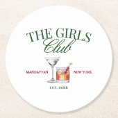 上品なカクテルグリーン&レッドガールズクラブ ラウンドペーパーコースター (正面)