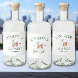 上品なカクテルグリーン&レッドガールズクラブ リキュールボトルラベル