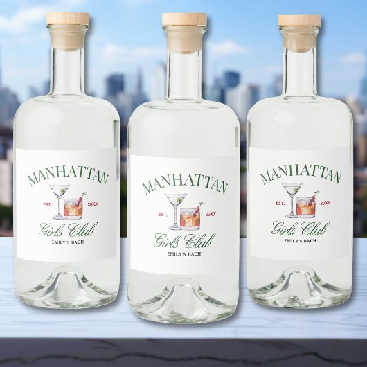 上品なカクテルグリーン&レッドガールズクラブ リキュールボトルラベル