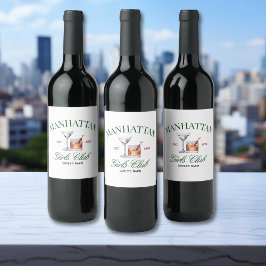 上品なカクテルグリーン&レッドガールズクラブ ワインラベル