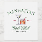 上品なカクテルグリーン&レッドガールズクラブ ワインラベル (シングルラベル)