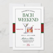 上品なカクテルグリーン&レッドバチェロレッテ週末 招待状 (正面)