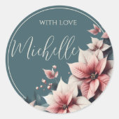 上品なカスタマイズ可能なパステルフラワー ラウンドシール (正面)