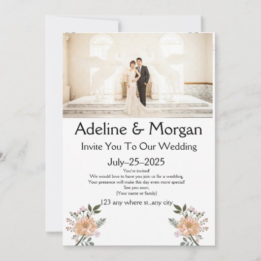 上品なカスタマイズ可能な結婚式の招待状カード シーズンカード (正面)