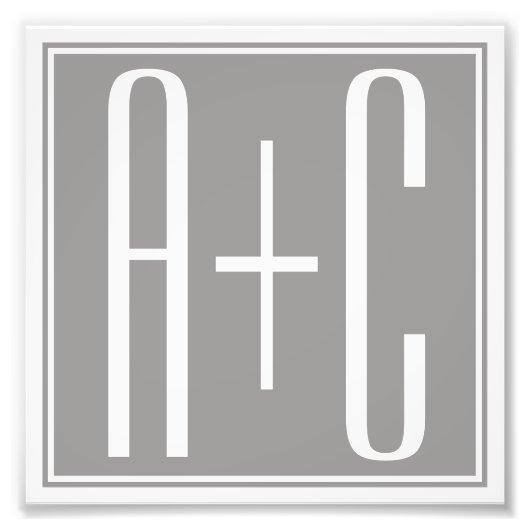 上品なカップルの内臓 | 白とグレー フォトプリント            (正面)