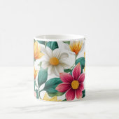 上品なカラフルおもしろいフローラ春花柄 コーヒーマグカップ (中央)