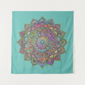 上品なカラフルなマンダラインドスタイル1 タペストリー (正面(横))