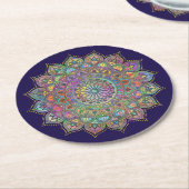 上品なカラフルなマンダラインドスタイル1 ラウンドペーパーコースター (アングル)