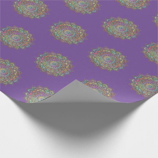 上品なカラフルなマンダラインドスタイル1 ラッピングペーパー (角)