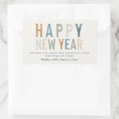 上品なカラフル新年 長方形シール (バッグ)