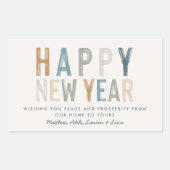 上品なカラフル新年 長方形シール (正面)