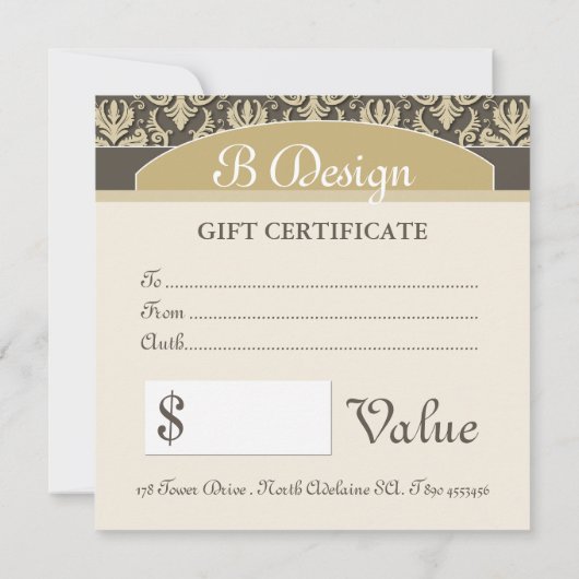 上品なギフト券 (裏面)