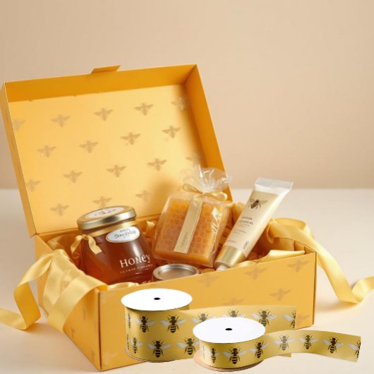 上品なクイーンビーオンチーリーイエロービーキーパー自然 サテンリボン