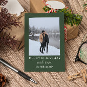 上品なクリスマスのグリーンが美しい カップル ファミリー カード