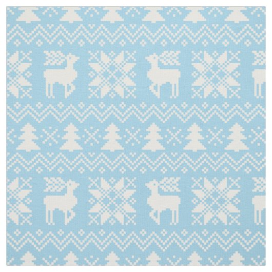 上品なクリスマスのセーターの刺激を受けたで青いパターン ファブリック (見本)