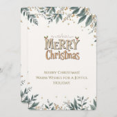 上品なクリスマスカード フェスティブ・フォリアジ付き 招待状 (正面/裏面)